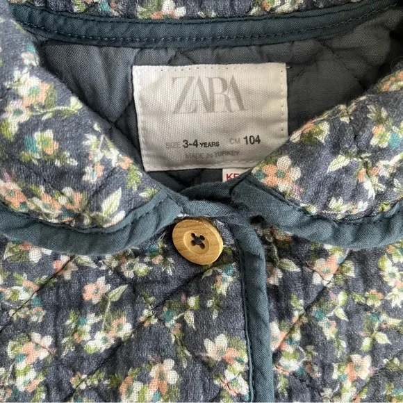 Zara Quilted Floral Jacket - 3-4Y - Picture 4 of 11